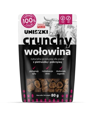 ⁨UNISZKI Crunchy wołowina - Pietruszka Pokrzywa 80g⁩ w sklepie Wasserman.eu