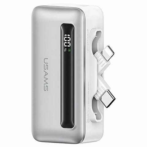 ⁨USAMS Powerbank 4500mAh USB-C/Lightning   20W PD Fast Charge srebrny/silver XB Series 4K5CD23302 (US-CD233)⁩ w sklepie Wasserman.eu