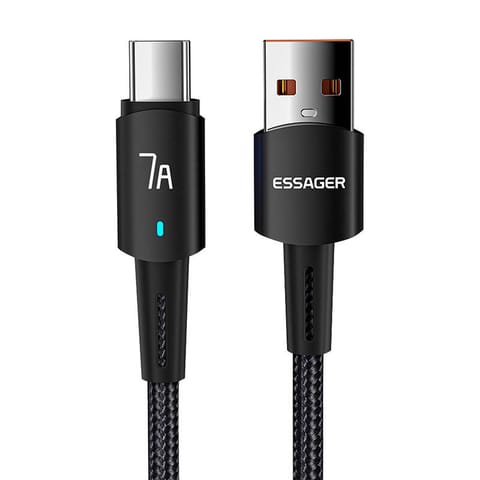 ⁨Essager Sunset Kabel USB do USB-C 7A 2m (czarny)⁩ w sklepie Wasserman.eu