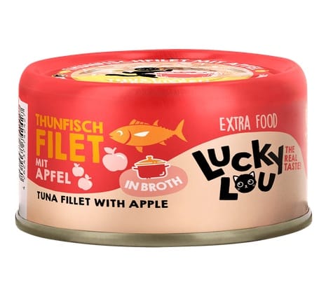 ⁨Lucky Lou Extrafood Tuńczyk i jabłko w bulionie puszka 70g⁩ w sklepie Wasserman.eu