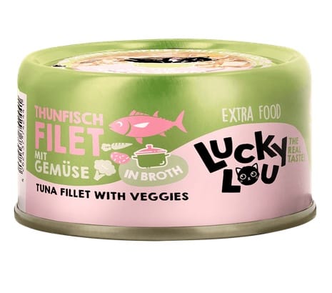 ⁨Lucky Lou Extrafood Tuńczyk i warzywa w bulionie puszka 70g⁩ w sklepie Wasserman.eu