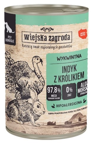 Wiejska Zagroda Indyk z królikiem puszka 400g w sklepie Wasserman.eu