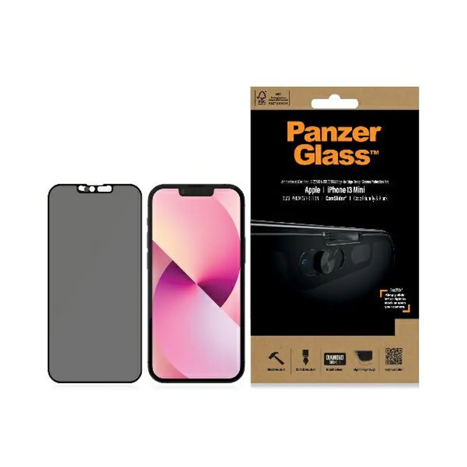 PanzerGlass E2E Microfracture iPhone 13 Mini 5.4" Case Friendly CamSlider Privacy Antibacterial black/black P2747 at Wasserman.eu