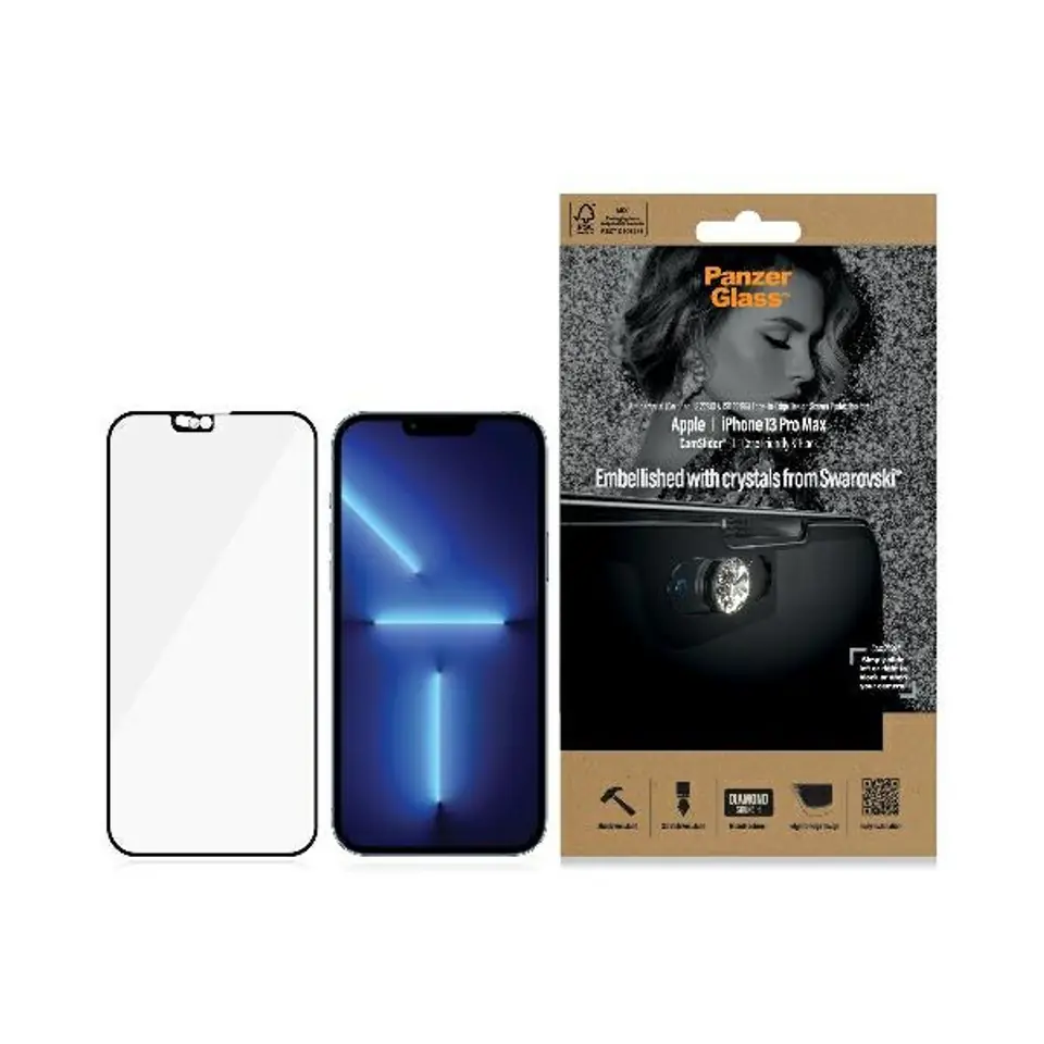 ⁨PanzerGlass E2E Microfracture iPhone 13 Pro Max 6,7" CamSlider Swarovsky Case Friendly AntiBacterial czarny/black 2752⁩ w sklepie Wasserman.eu