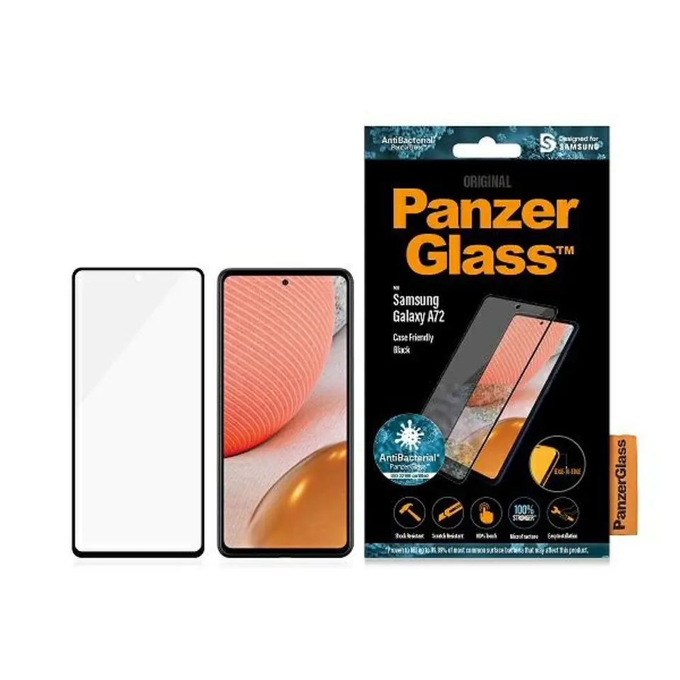 ⁨PanzerGlass E2E Microfracture Sam A72 A725 Case Friendly AntiBacterial black/black⁩ at Wasserman.eu