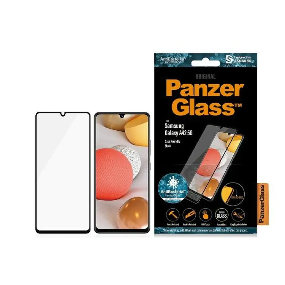 ⁨PanzerGlass E2E Super+ Sam A42 5G A426 Case Friendly AntiBacterial black/black⁩ at Wasserman.eu