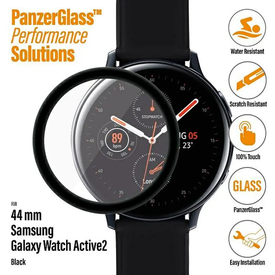 ⁨PanzerGlass Galaxy Watch Active 2 44mm black/black⁩ at Wasserman.eu