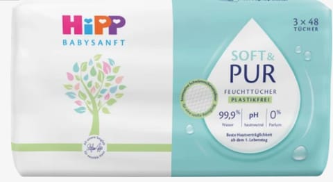 ⁨Hipp Soft & Pur Chusteczki Nawilżane 3x48 szt.⁩ w sklepie Wasserman.eu