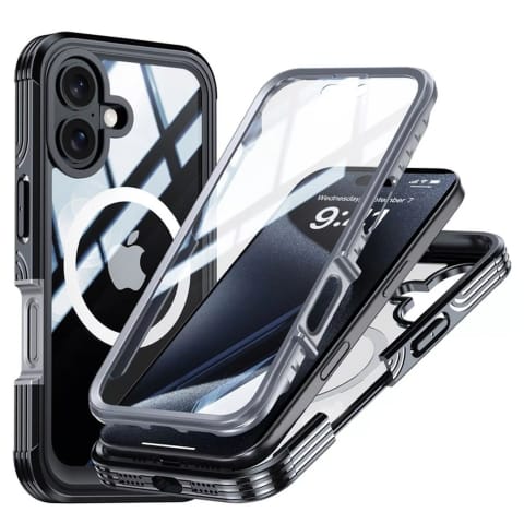 ⁨Etui ochronne na telefon do Apple iPhone 16 Alogy Shield360 MagCase™️ do MagSafe obudowa z ochroną wyświetlacza i aparatu Czarne⁩ w sklepie Wasserman.eu