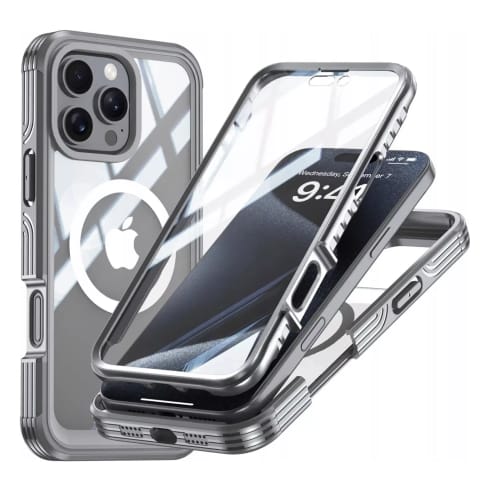 ⁨Etui ochronne na telefon do Apple iPhone 16 Pro Alogy Shield360 MagCase™️ do MagSafe obudowa z ochroną wyświetlacza i aparatu Titanium Szare⁩ w sklepie Wasserman.eu