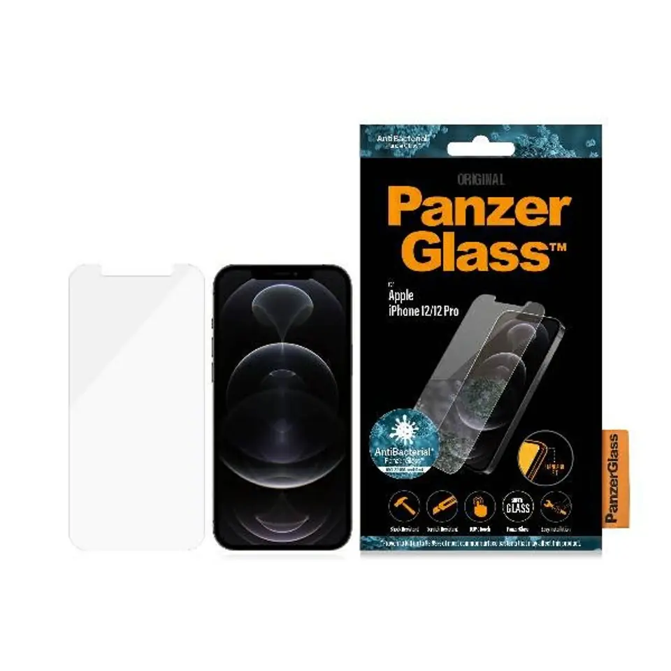 ⁨PanzerGlass Pro Standard Super+ iPhone 12/12 Pro Antibacterial⁩ at Wasserman.eu