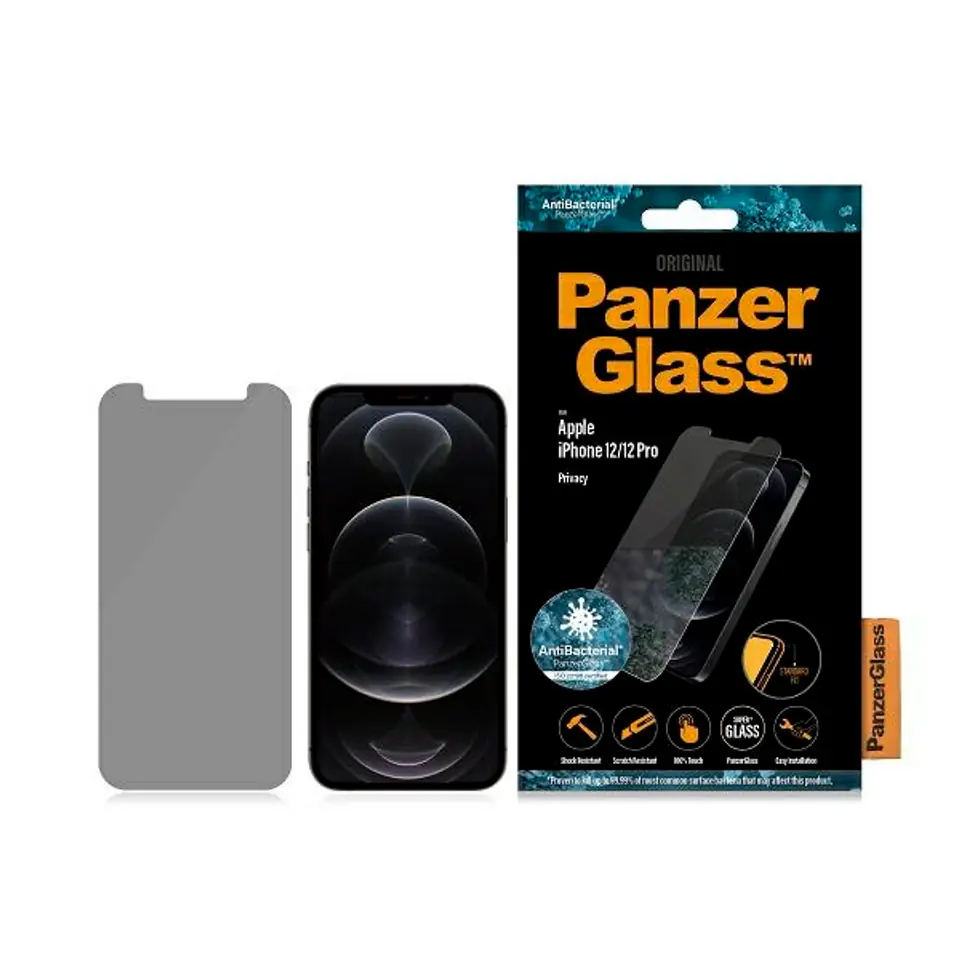 ⁨PanzerGlass Standard Super+ iPhone 12/12 Pro Privacy Antibacterial⁩ w sklepie Wasserman.eu