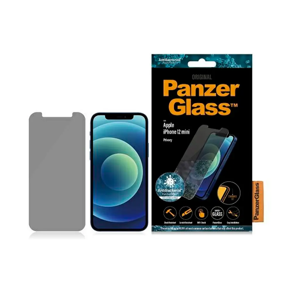 ⁨PanzerGlass Standard Super+ iPhone 12 Mini Privacy Antibacterial⁩ w sklepie Wasserman.eu