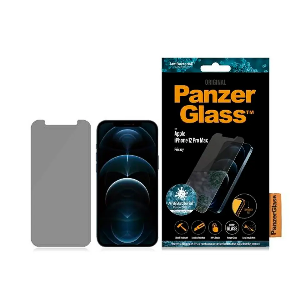 ⁨PanzerGlass Standard Super+ iPhone 12 Pro Max Privacy Antibacterial⁩ at Wasserman.eu