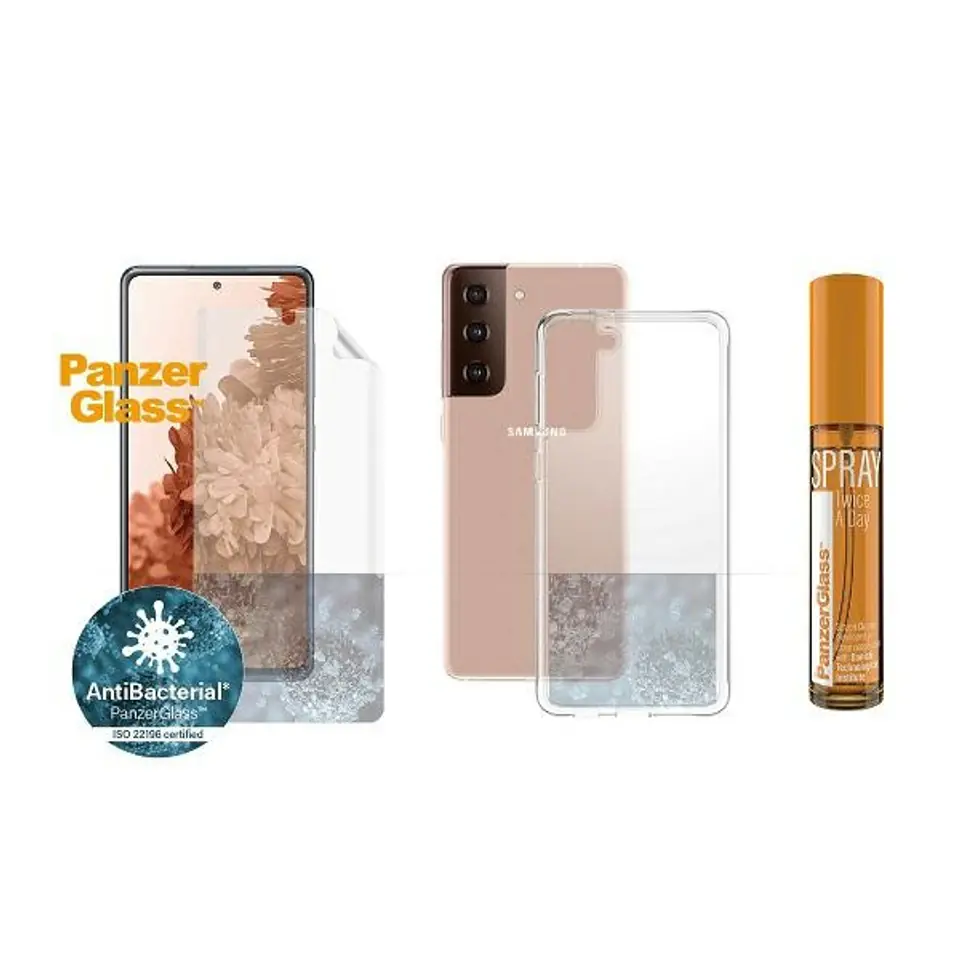 ⁨PanzerGlass Zestaw Start Sam S21+ Ochrona ekranu TPU, Etui ClearCase, Spray 30ml⁩ w sklepie Wasserman.eu