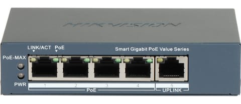 ⁨SWITCH POE DS-3E1505P-EI/M 4-PORTOWY + 1X UPLINK Hikvision⁩ w sklepie Wasserman.eu