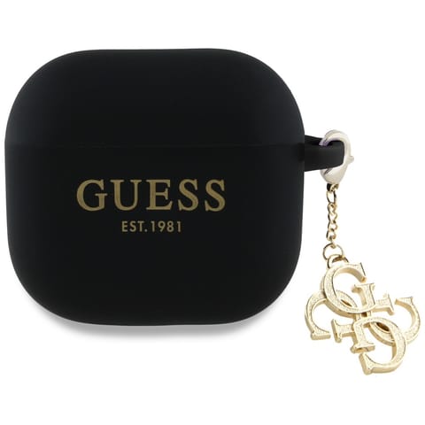 ⁨Guess GUA4LECG4K AirPods 4 cover         czarny/black Silicone 4G Charm⁩ w sklepie Wasserman.eu