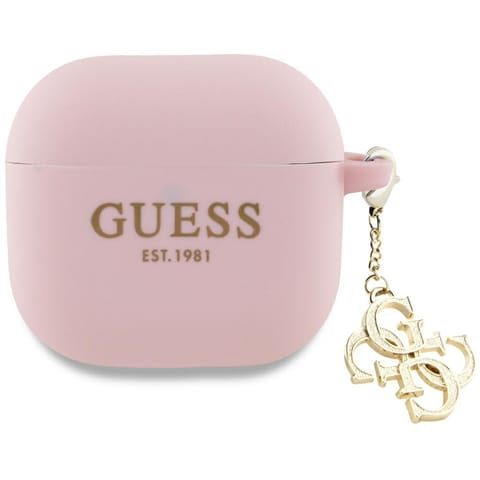 ⁨Guess GUA4LECG4P AirPods 4 cover         różowy/pink Silicone 4G Charm⁩ w sklepie Wasserman.eu