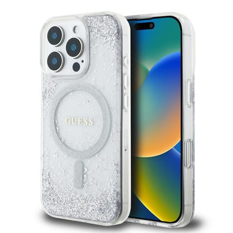 ⁨Guess GUHMP16XRGRGES iPhone 16 Pro Max    6.9" srebrny/silver hardcase Resin Gradient Glitter MagSafe⁩ w sklepie Wasserman.eu