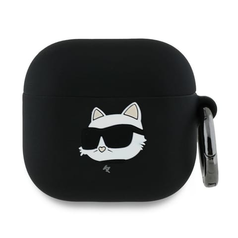 ⁨Karl Lagerfeld KLA4RUNCHK AirPods 4      cover czarny/black Silicone Choupette Head 3D⁩ w sklepie Wasserman.eu