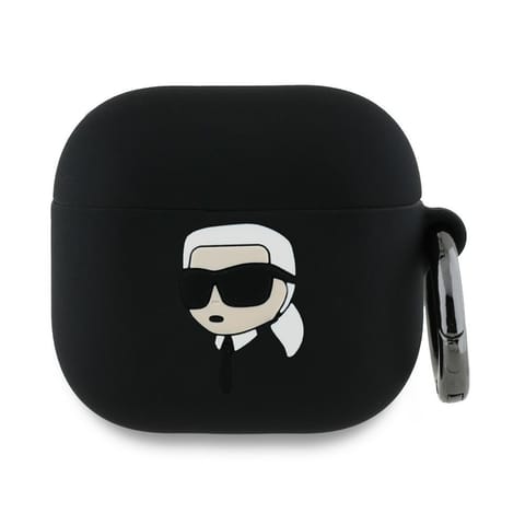 ⁨Karl Lagerfeld KLA4RUNIKK AirPods 4      cover czarny/black Silicone Karl Head 3D⁩ w sklepie Wasserman.eu