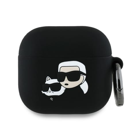 ⁨Karl Lagerfeld KLA4RUNKCHK AirPods 4     cover czarny/black Silicone Karl&Chaupette Head 3D⁩ w sklepie Wasserman.eu