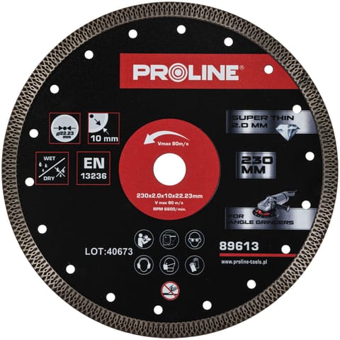 ⁨DIAMOND CUTTING DISC,THIN, 230*2.0*10*22.23,PROLINE⁩ at Wasserman.eu