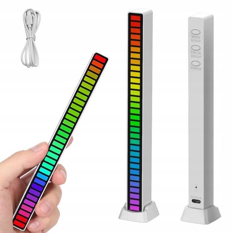 ⁨EXTRALINK LAMPKA LED USB RGB REAKCJA NA DŹWIĘK LISTWA Z AKUMULATOREM BIAŁA - 12278⁩ w sklepie Wasserman.eu