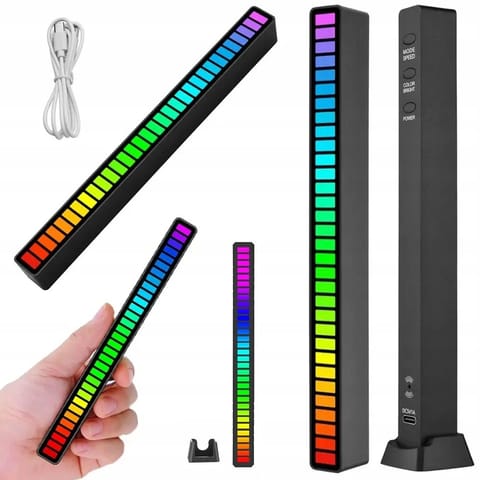 ⁨EXTRALINK LAMPKA LED USB RGB REAKCJA NA DŹWIĘK LISTWA Z AKUMULATOREM CZARNA - 12278⁩ w sklepie Wasserman.eu