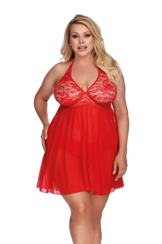 ⁨PANDORA RED (CHEMISE/HALKA) (kolor czerwony, rozmiar XXL+)⁩ w sklepie Wasserman.eu