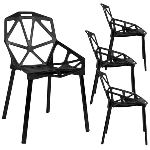 Krzesła ażurowe VECTOR komplet 4 sztuki czarne w sklepie Wasserman.eu