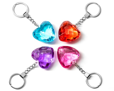 ⁨Keychain - Glass hearts - Set of 4 pieces (4 colors)⁩ at Wasserman.eu