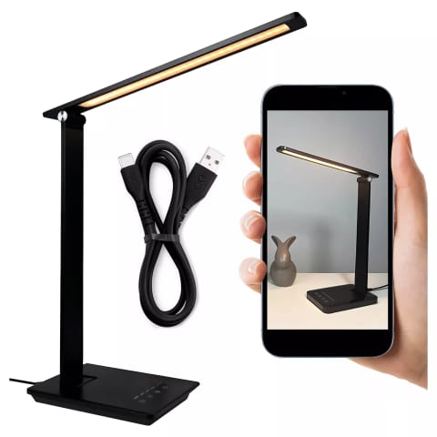 ⁨Lampka biurkowa LED składana Alogy Desk LED Lamp z gniazdem USB z możliwością ładowania Czarna⁩ w sklepie Wasserman.eu