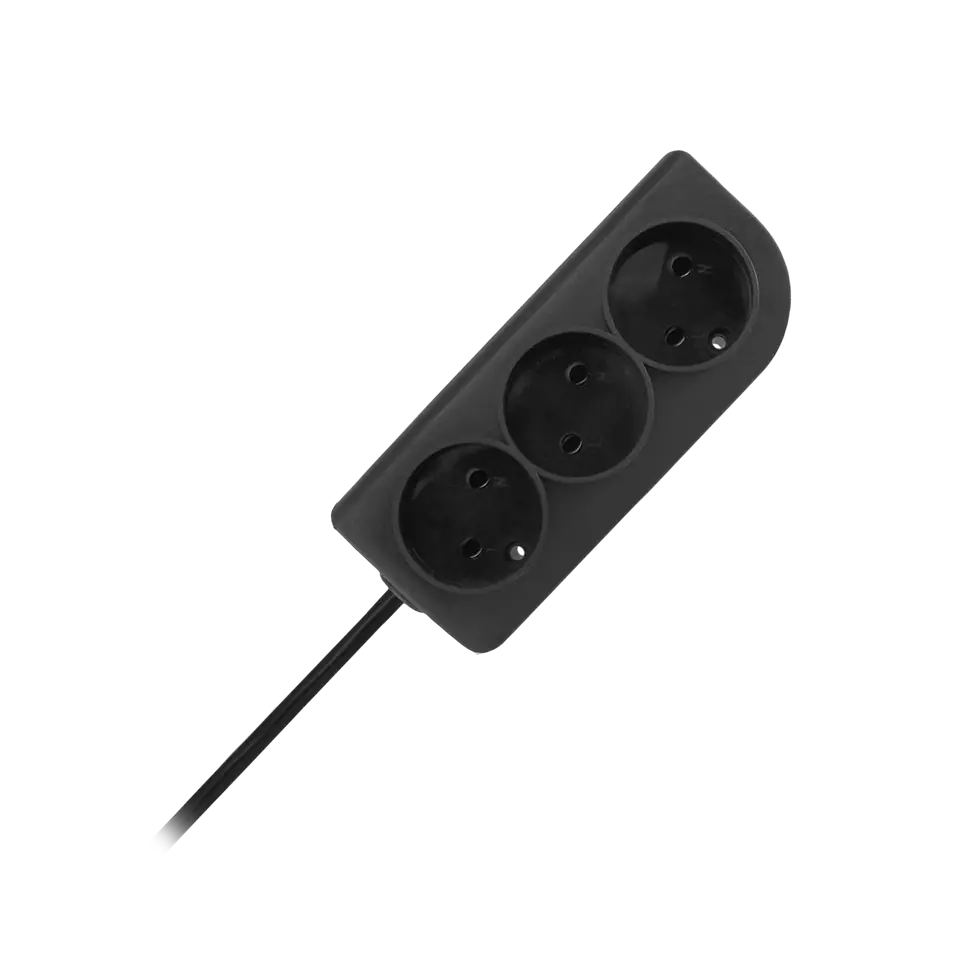 ⁨Extension cord without grounding 2x1mm 3 sockets 1,5m black PSN-31,5-2⁩ at Wasserman.eu