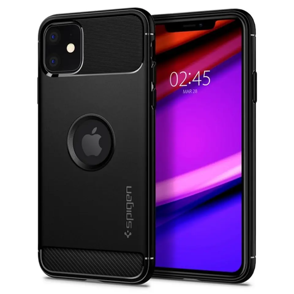 ⁨Spigen Rugged Armor iPhone 11 czarny black 076CS27183⁩ w sklepie Wasserman.eu