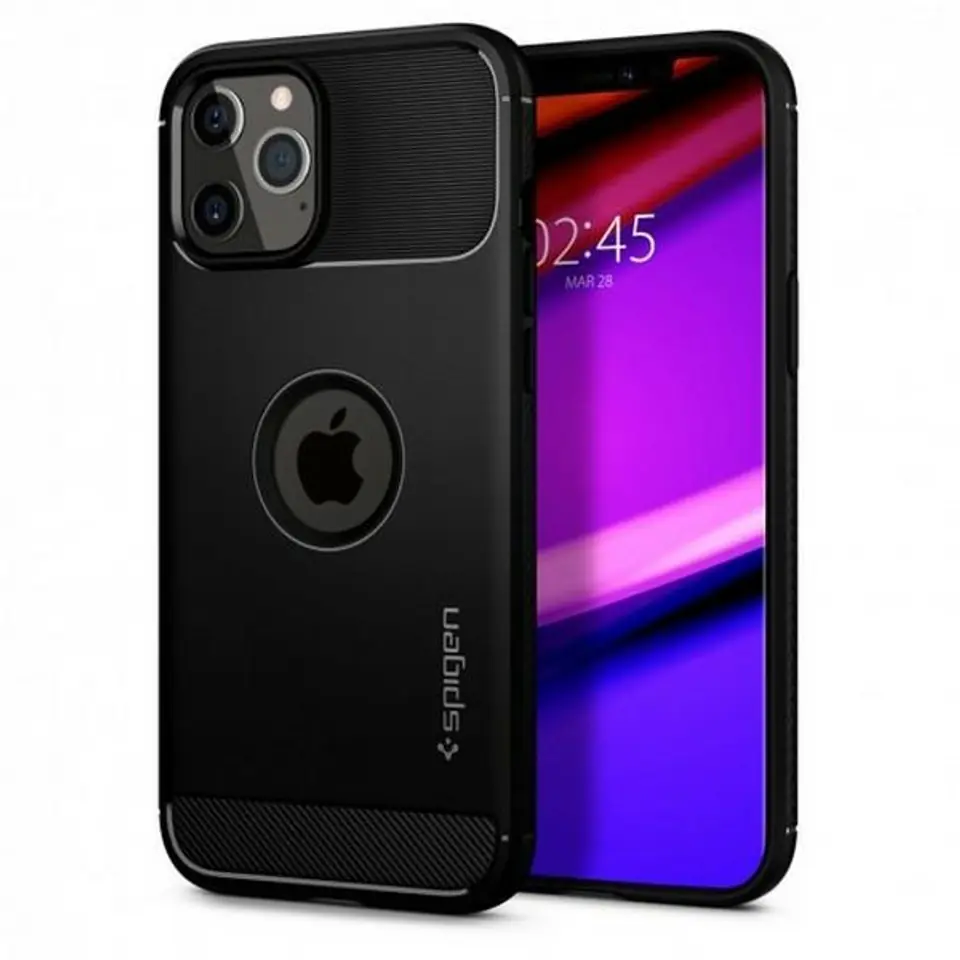 ⁨Spigen Rugged Armor iPhone 12/12 Pro 6,1" czarny/black matte ACS01700⁩ w sklepie Wasserman.eu