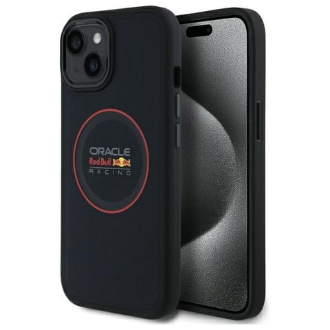 ⁨Red Bull RBHMP15S24PUILVR iPhone 15 6.1"  hardcase granatowy/navy Leather Red Ring MagSafe⁩ w sklepie Wasserman.eu