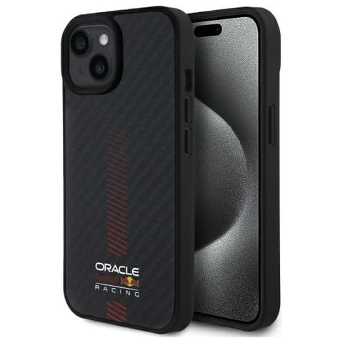 ⁨Red Bull RBHMP15S24CFGSMK iPhone 15 6.1"  hardcase czarny/black Carbon Fiber Power Bar MagSafe⁩ w sklepie Wasserman.eu