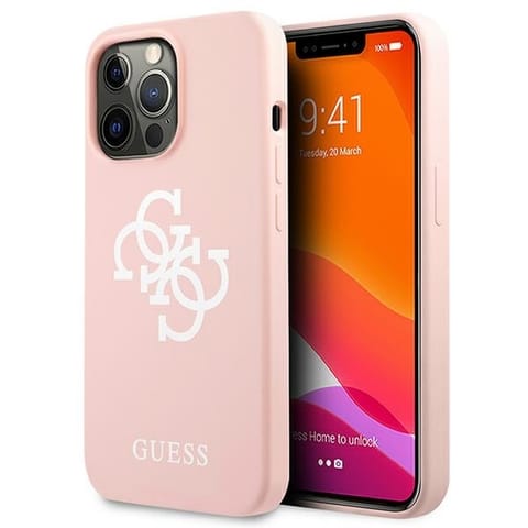 ⁨Guess GUHCP13XLS4GWPI iPhone 13 Pro Max 6.7" pink hard case Silicone 4G Logo⁩ at Wasserman.eu