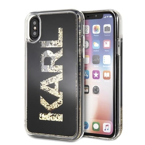 ⁨Karl Lagerfeld KLHCPXKAGBK iPhone X/Xs czarny/black Karl logo Glitter⁩ w sklepie Wasserman.eu