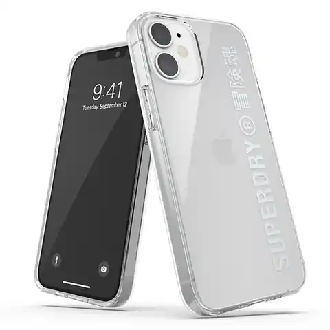 ⁨SuperDry Snap iPhone 12 mini Clear Case srebrny/silver 42590⁩ w sklepie Wasserman.eu