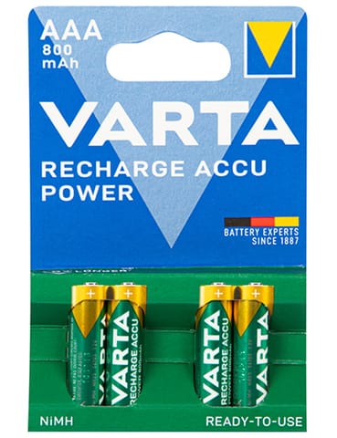 ⁨VARTA HR03 AAA Recharge Accu Power 800 mAh 56703 Rechargeable batteries 4 pc(s) Green⁩ at Wasserman.eu