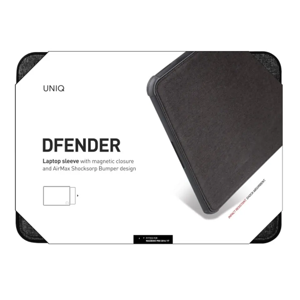 ⁨UNIQ etui Dfender laptop Sleeve 16" czarny/charcoal black⁩ w sklepie Wasserman.eu