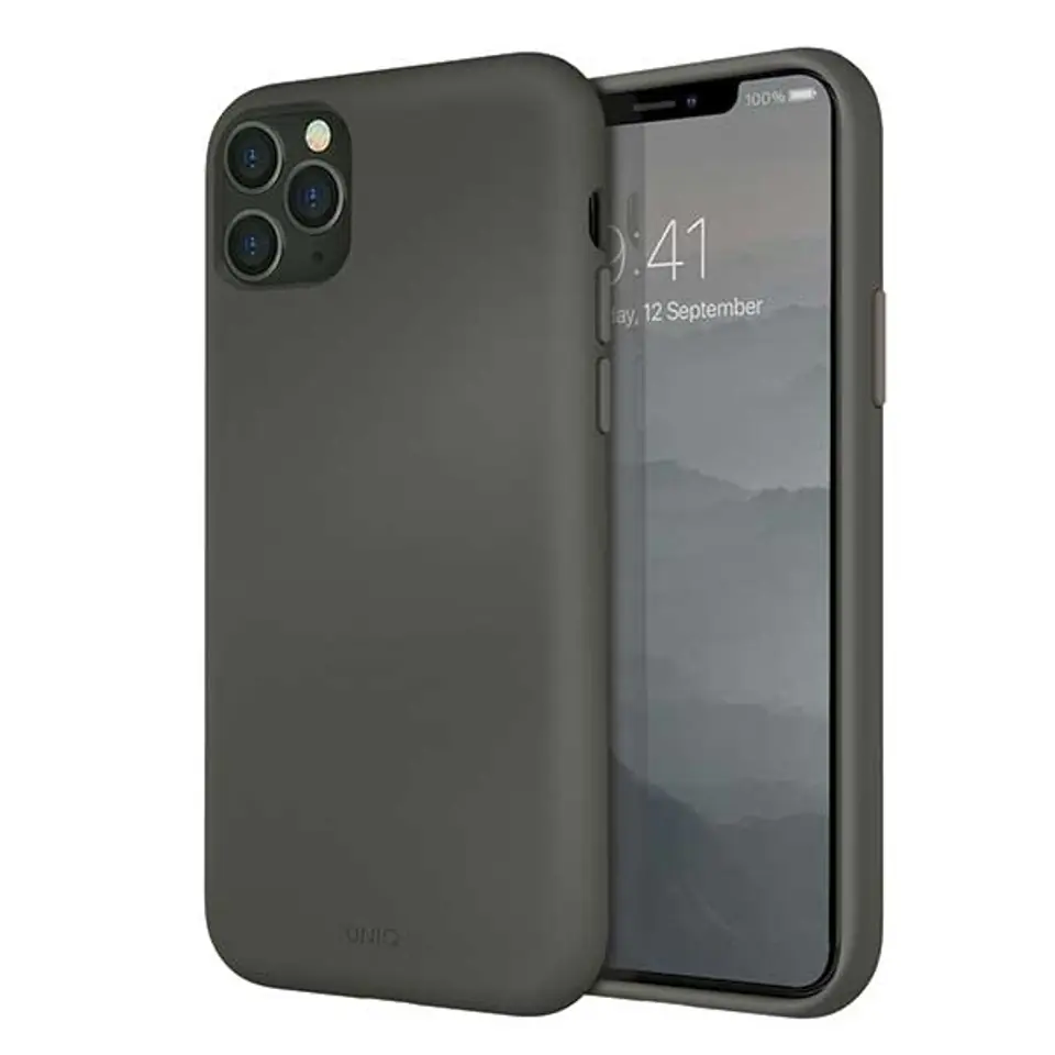 ⁨UNIQ etui Lino Hue iPhone 11 Pro Max szary/moss grey⁩ w sklepie Wasserman.eu