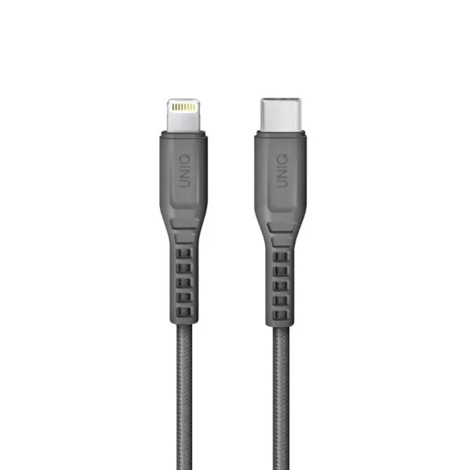 ⁨UNIQ MFI Flex USB-C-Lightning Cable 18W nylon grey/charcoal grey⁩ at Wasserman.eu