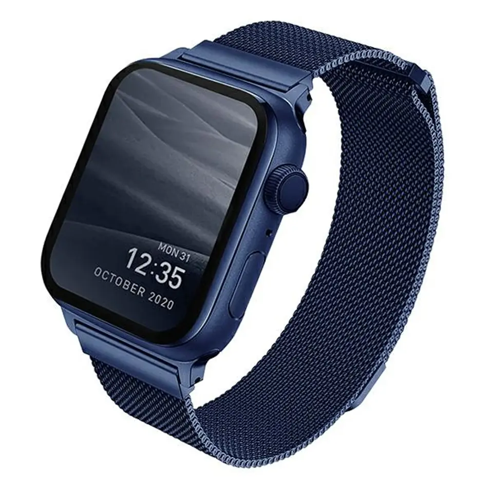 ⁨UNIQ pasek Dante Apple Watch Series 4/5/6/7/8/SE/SE2 38/40/41mm Stainless Steel niebieski/marine blue⁩ w sklepie Wasserman.eu