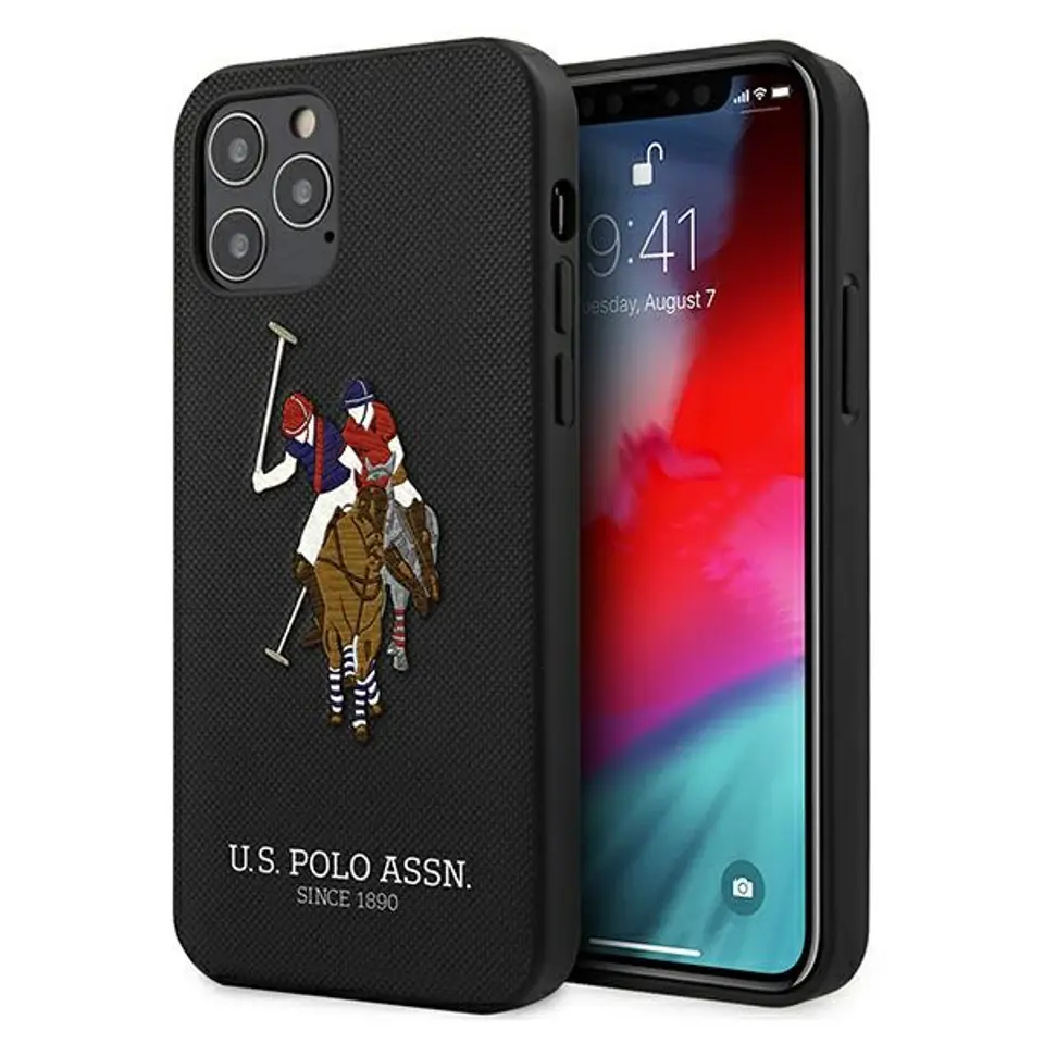 ⁨US Polo USHCP12LPUGFLBK iPhone 12 Pro Max 6,7" czarny/black Polo Embroidery Collection⁩ w sklepie Wasserman.eu