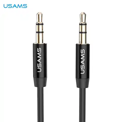 ⁨USAMS Audio jack adapter 3,5m - 3,5m 1m black/black YP101 (YP-01)⁩ at Wasserman.eu