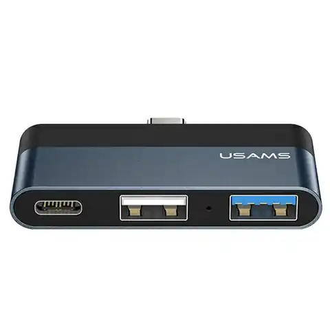 ⁨USAMS Adapter HUB USB 2.0/USB 3.0/USB-C szary/grey SJ490HUB01 (US-SJ490)⁩ w sklepie Wasserman.eu