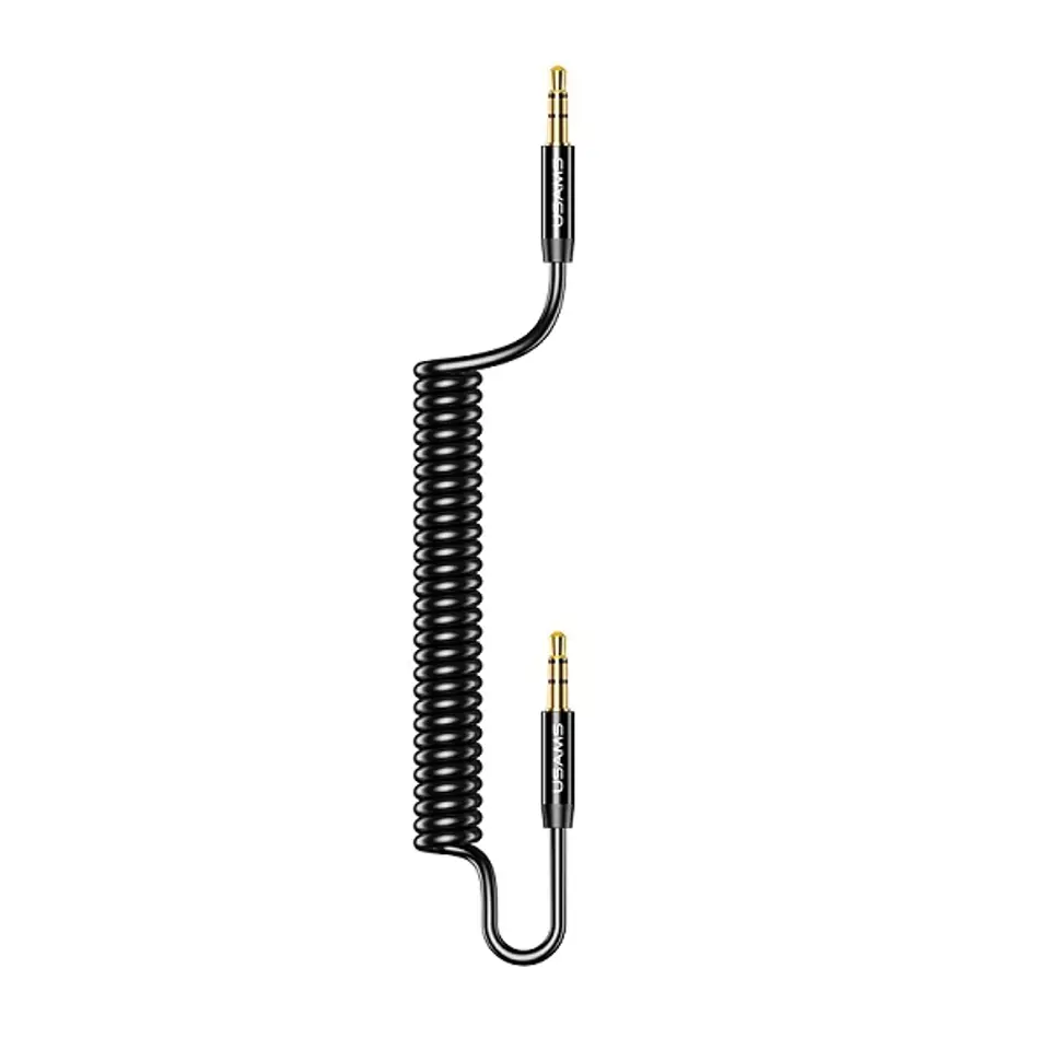 ⁨USAMS Adapter Spring audio jack 3.5mm -3.5mm 1.2m black/black SJ256YP01 (US-SJ256)⁩ at Wasserman.eu